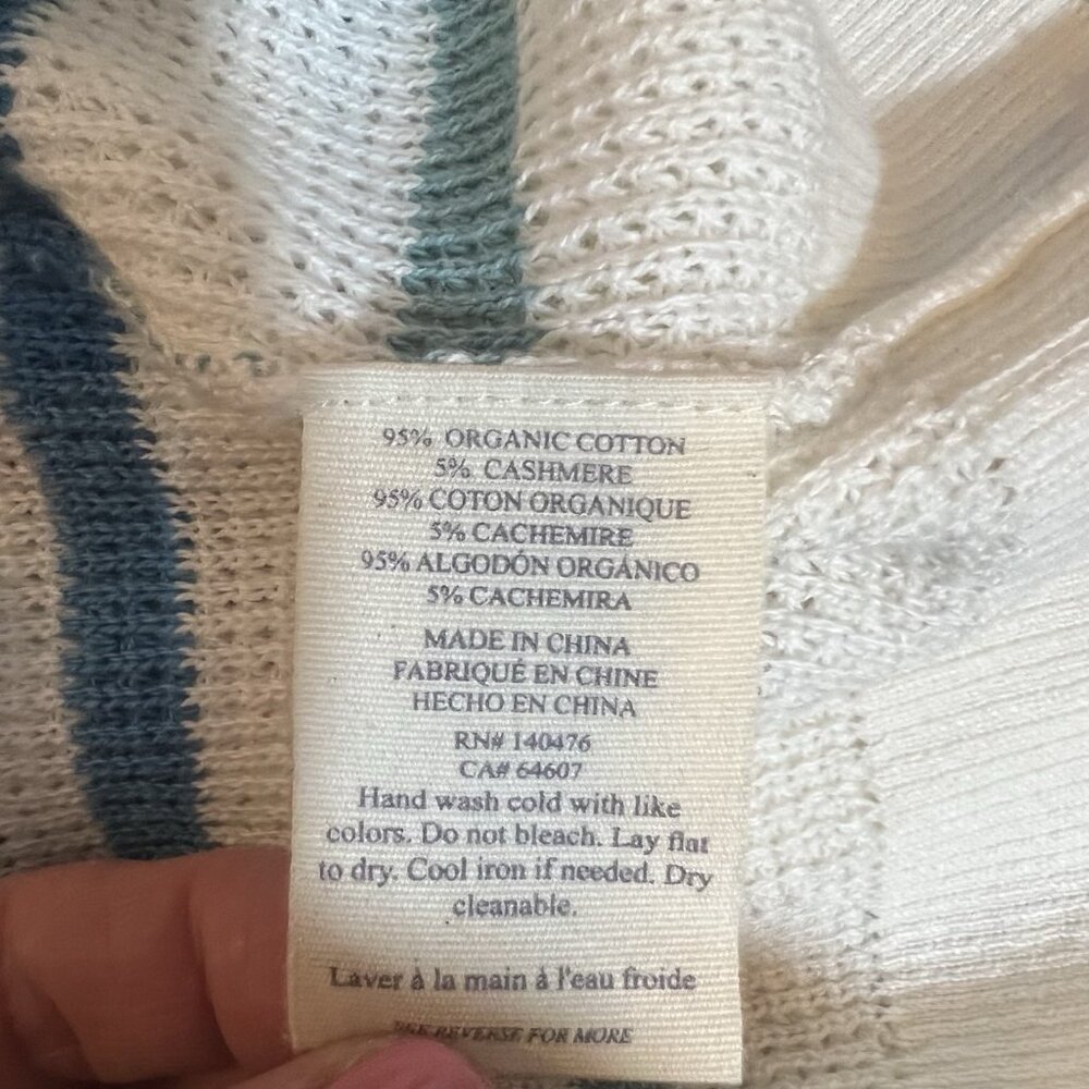 Faherty Women’s Knit Sweater Striped Cotton Cashmere Small Size Lightweight - Picture 6 of 12